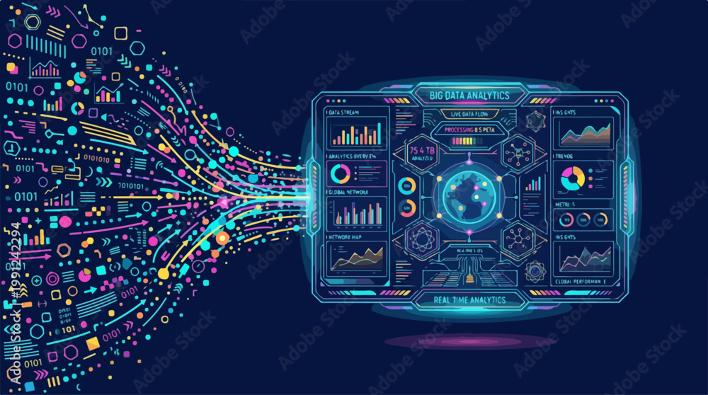 Fototapeta premium Digital dashboard with data visualization.