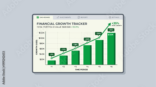 Financial growth tracker graph display.