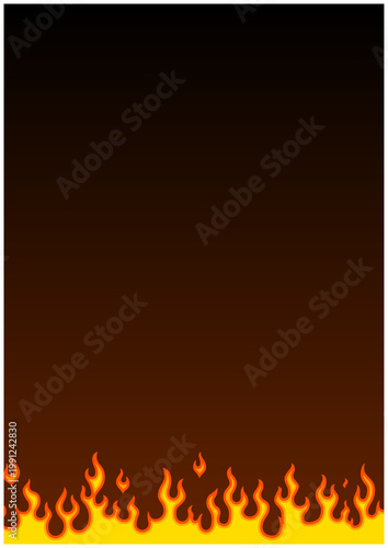 炎の下ラインフレーム背景｜黒背景グラデーションのファイヤーパターン縦長素材