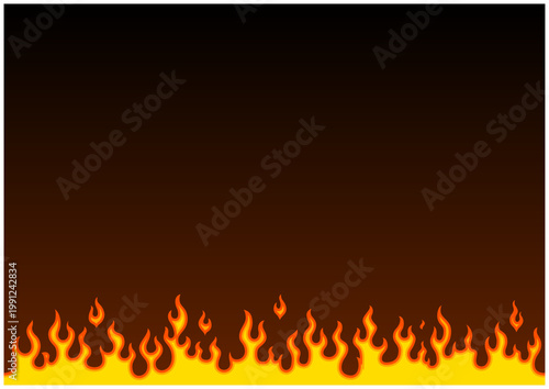 炎の下ラインフレーム背景｜黒背景グラデーションのファイヤーパターン横長素材