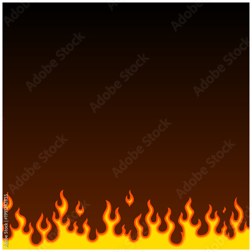 炎の下ラインフレーム背景｜黒背景グラデーションのファイヤーパターン正方形素材