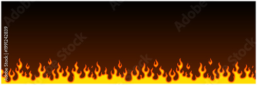 炎の下ラインフレーム背景｜黒背景グラデーションのファイヤーパターン横長素材