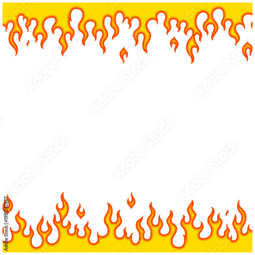 炎の上下ラインフレーム背景｜シンプルなファイヤーパターン正方形ベクター素材