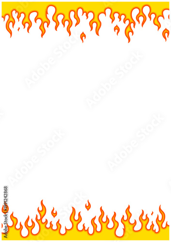 炎の上下ラインフレーム背景｜縦長レイアウト用ファイヤーパターンベクター素材