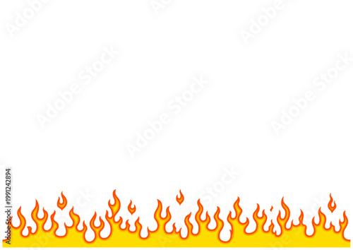 炎の下ラインフレーム背景｜シンプルなファイヤーパターン横長ベクター素材