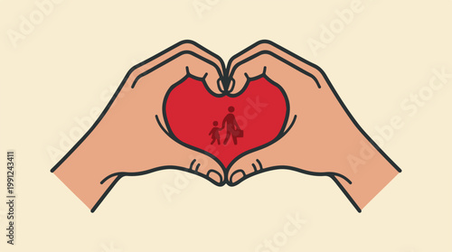 Hands Holding Red Heart Shape Symbol.