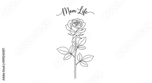 Minimalist black and white line of a brain with flowers growing from it symbolizing mental health and creativity