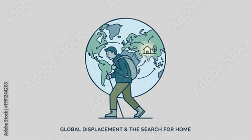 Man Carrying Globe on Backpack.