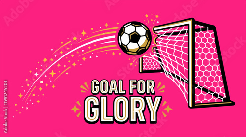 Soccer ball flying into goal net.