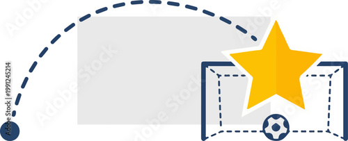 Soccer ball flying into goal net.