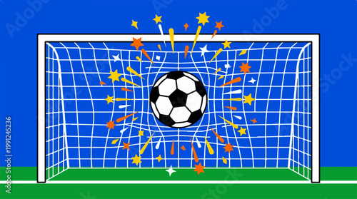 Soccer Ball Hits Goal Net.