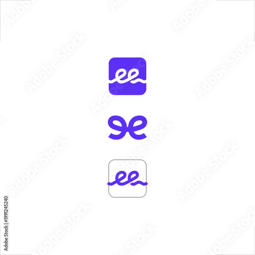 This Neo-Minimalist style logo features a fluid Double E ribbon tie concept, perfect for digital creative agencies and fashion industries, offering a versatile, high-end identity for professional biz