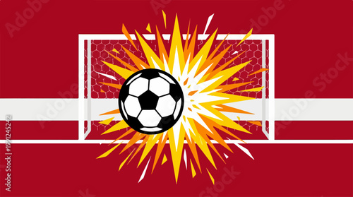 Soccer Ball in Goal Net Explosion.