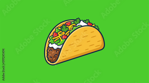Taco with meat and vegetables inside.