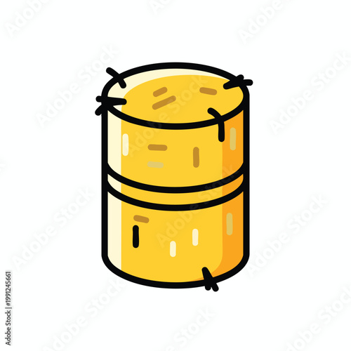 A flat vector illustration of a round hay bale for farm design.