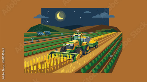 Tractor working in a farm field.