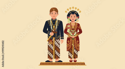 Traditional Balinese Couple Wearing Outfits.