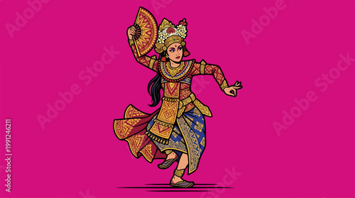 Woman Wearing Traditional Indian Dance Costume.