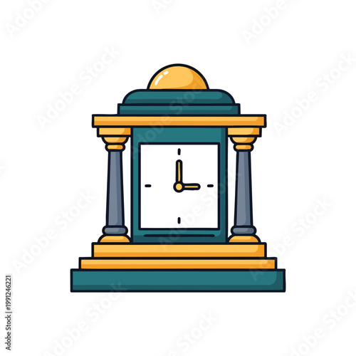 Vintage Mantel Clock with Classical Architectural Design.