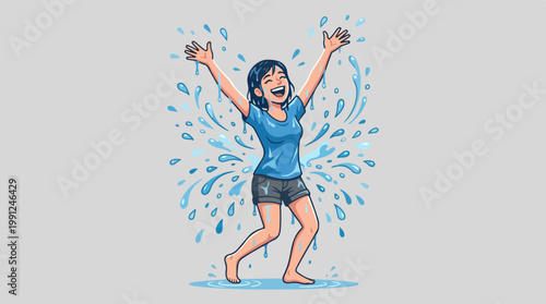 Young Woman Celebrating with Confetti.