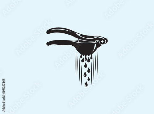 Minimal black icon illustrating high intensity pressure and juice flow direction for kitchen science educational materials and commercial product testing demonstrations