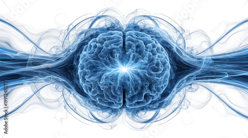 Wallpaper Mural Electric brain energy field glowing neural network center, abstract quantum computing wave circular ripple e Torontodigital.ca