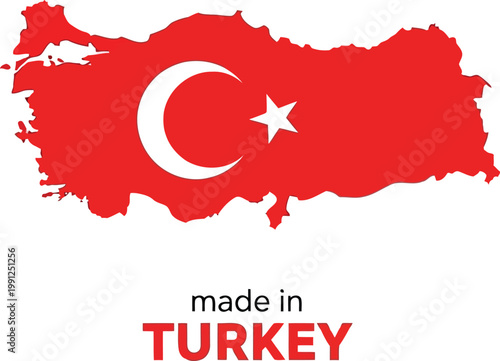 Turkey flag map, Made in Turkey, Turkish product label, country of origin