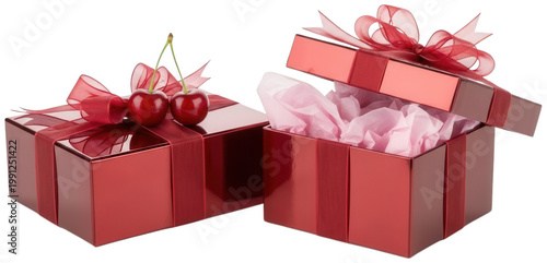 Red present theme Shiny package design Festive offering theme Delightful keepsake design Sweet bonbon theme Special parcel design Premium container theme Elegant tribute Wallpaper Background image