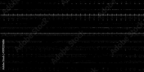 Abstract black and white digital art resembling cascading code streams