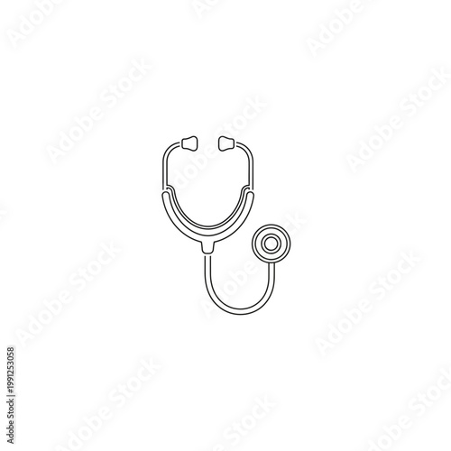 Hand-drawn stethoscope illustration on white background with stethoscope