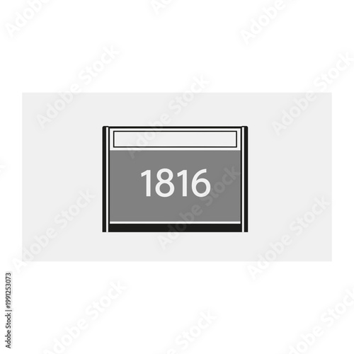 Room number signage 1816 with graphic design number plate identification