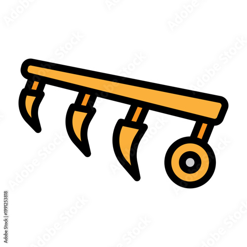 Plowing Machine Vector Filled Icon Design
