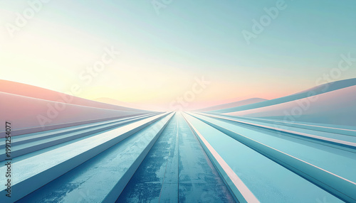 Abstract landscape with soft lines converging into horizon, evoking sense of direction and choice in serene environment