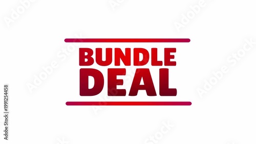 Bundle deal animation with bold promotional text. Special combined offer banner isolated on white background