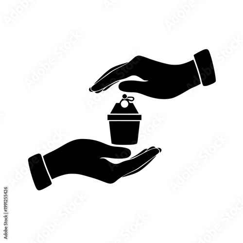 Silhouette of Hands Protecting a Cremation Urn