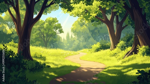 A path in a forest with trees on either side