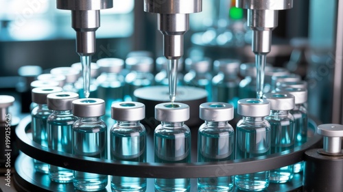 Automated pharmaceutical filling line for glass vials