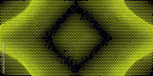 Optical illusion featuring a dark shape surrounded by yellow dots