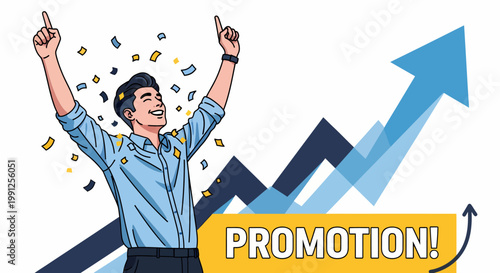 Man Celebrating Business Success With Arms Raised.