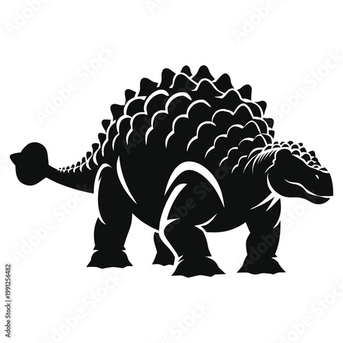 Ankylosaurus dinosaur silhouette with armored back