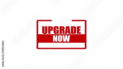 Upgrade now label animation with framed design. Call to action promotional banner isolated on clean white background.