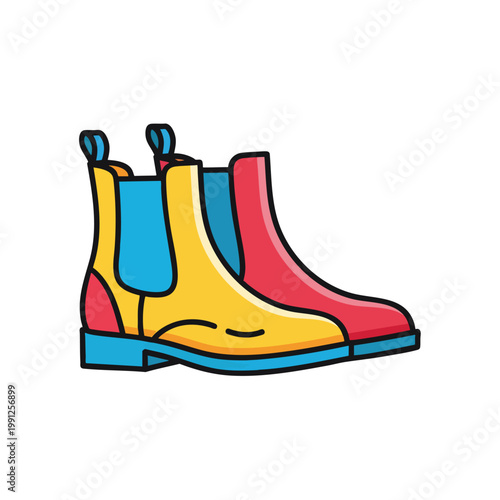 Colorful Chelsea Boots Fashion Illustration.