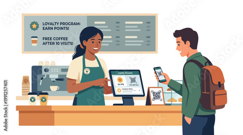 Customer Service Interaction at Retail Counter with Employee and Customer.