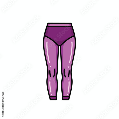 Illustration of purple tight yoga pants for fitness apparel.