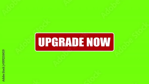 Upgrade now banner animation with bold red bar design. Call to action promotional label on bright green background
