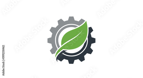 Eco friendly gear with green leaf.