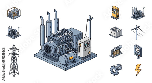 Industrial Power Generator Electricity Production.