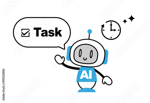 AIにタスクを任せて効率化するイラスト