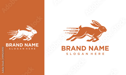 A fast rabbit runs quickly across a motion graphic illustration logo design