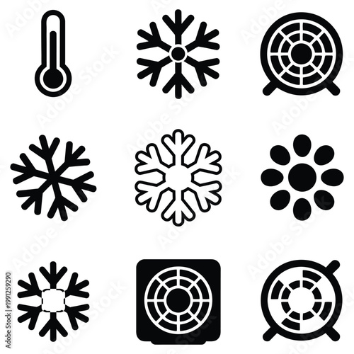 Collection of black and white weather icons